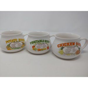 Vintage Dat'l Do-It Recipe Soup Mugs - Set of 3